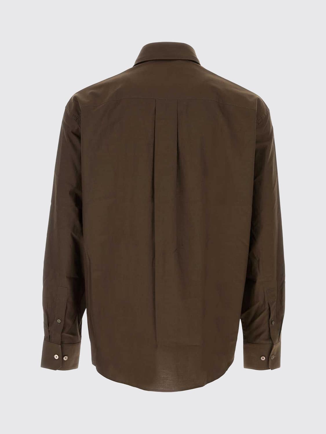 LEMAIRE SHIRT: Relaxed Fit Cotton and Silk Lemaire Shirt with French Collar, Brown - Img 3