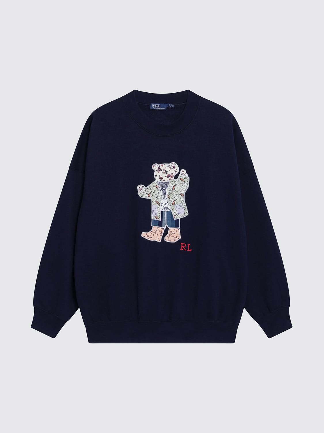 POLO RALPH LAUREN JERSEY: Sudadera Polo Ralph Lauren de algodón con cuello redondo y estampado Teddy Bear, Azul Marino - Img 2