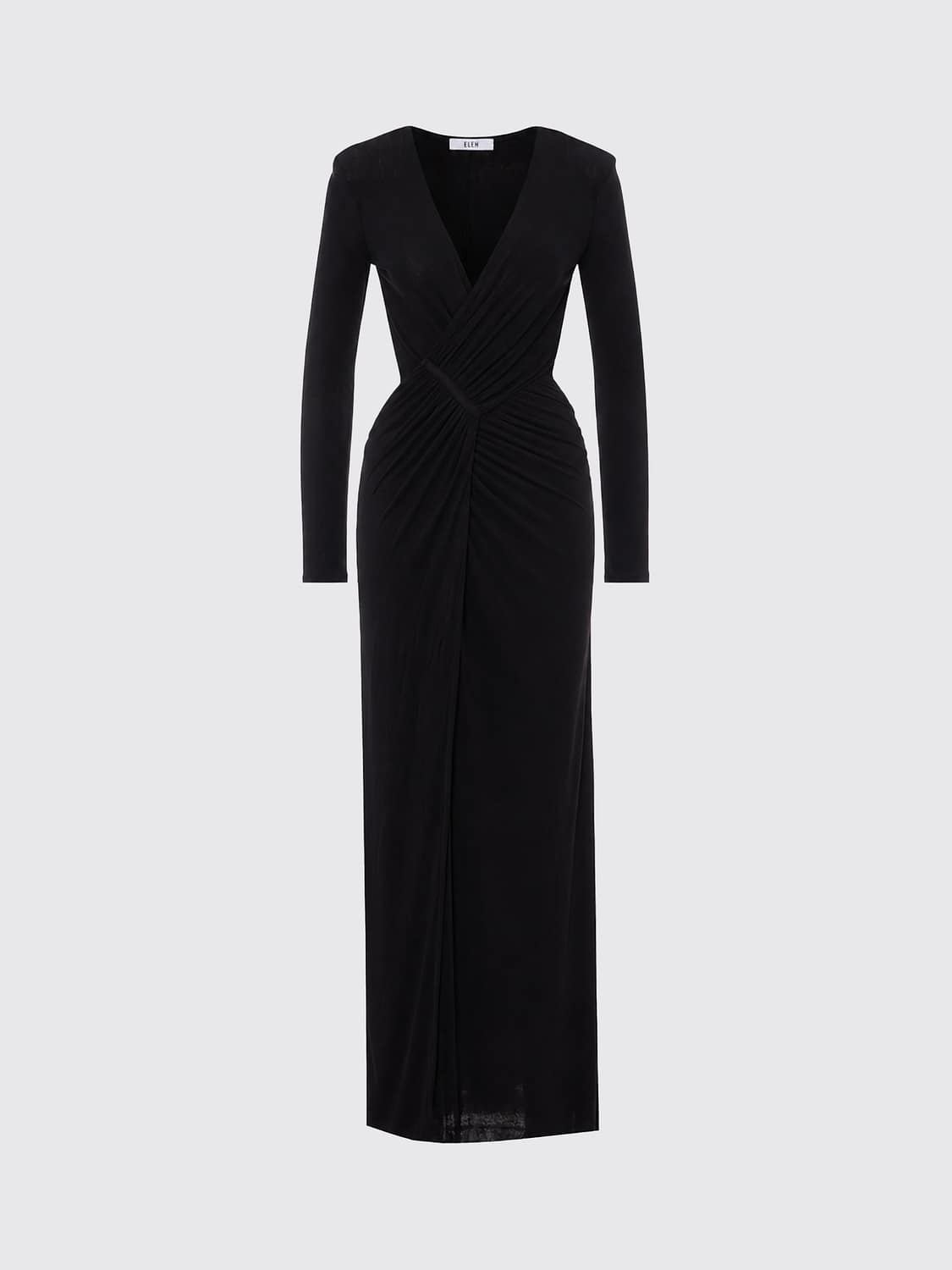 ELEH ROBE: Robe longue fourreau Nia Eleh en jersey avec découpes et décolleté en V, Noir - Img 2