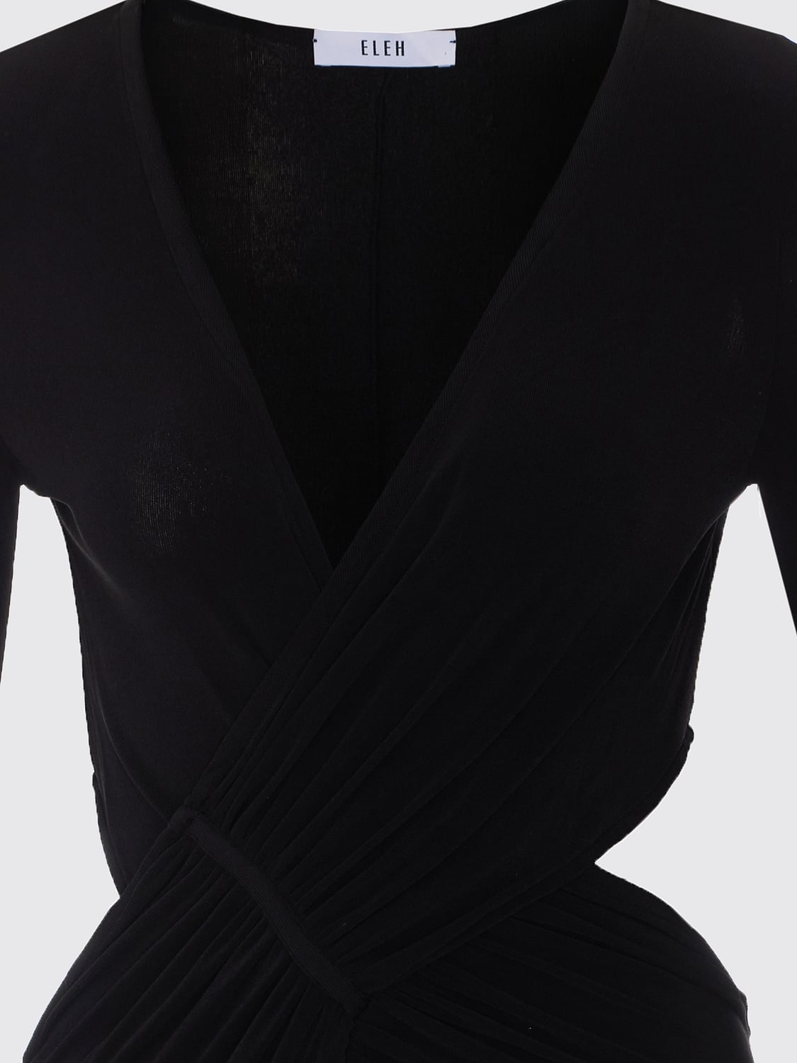 ELEH ROBE: Robe longue fourreau Nia Eleh en jersey avec découpes et décolleté en V, Noir - Img 4