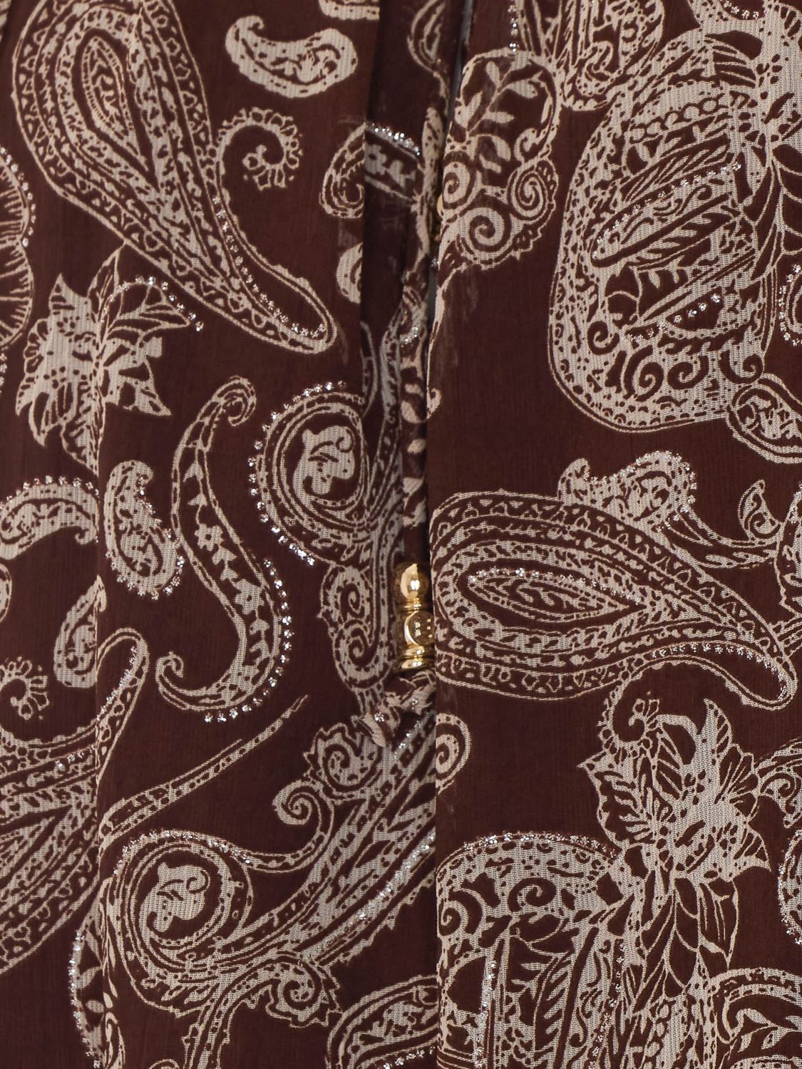 ELEH TOP: Eleh Paisley Print Rayon Blouse with Balloon Sleeves, Brown - Img 4