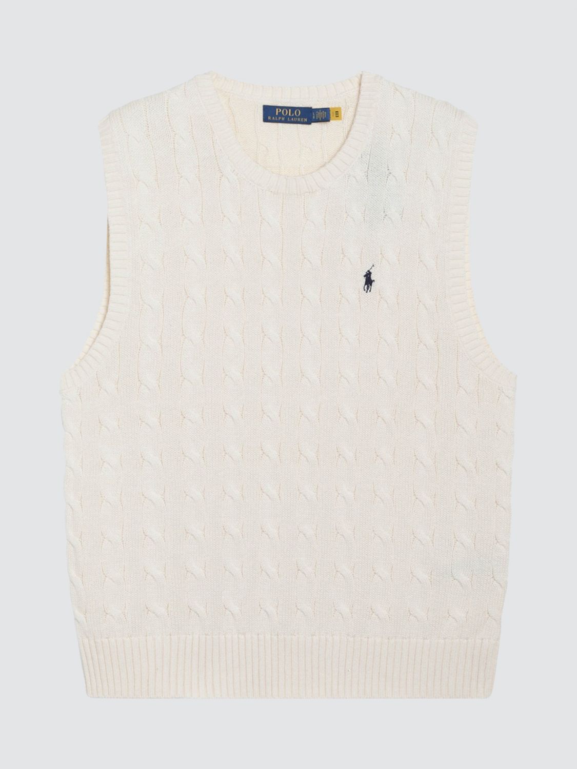 POLO RALPH LAUREN WESTE: Polo Ralph Lauren Strickweste aus Baumwolle mit Rundhalsausschnitt und Pony-Logo, Cream - Img 2