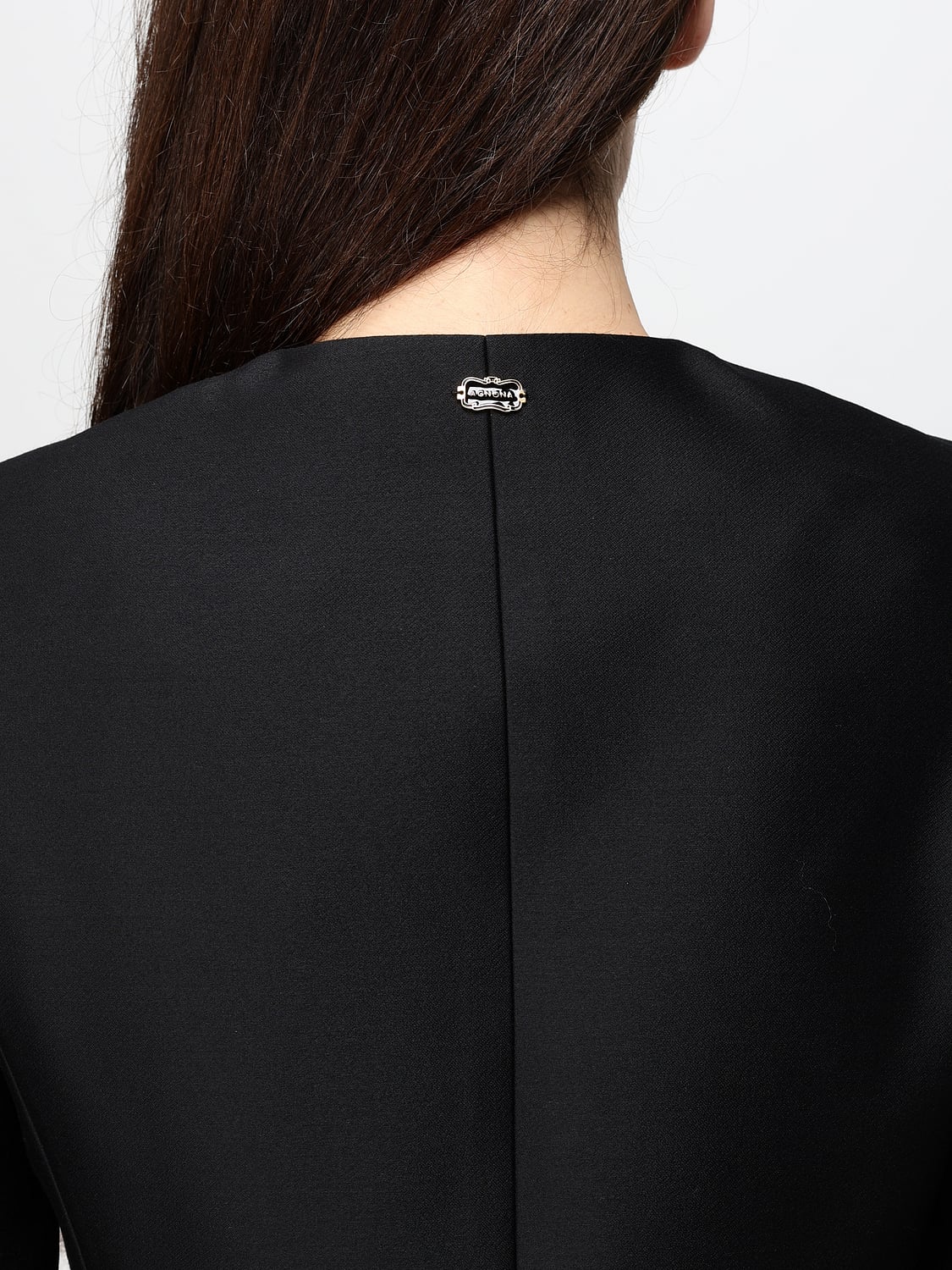 AGNONA GIACCA: Blazer corto slim fit Agnona in misto lana e seta con scollo a girocollo, Nero - Img 5