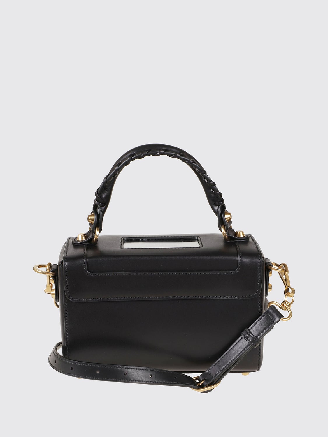BALENCIAGA BORSA MINI: Mini borsa a mano Le City Sleek Box Balenciaga in pelle di vitello con borchie, Nero - Img 2