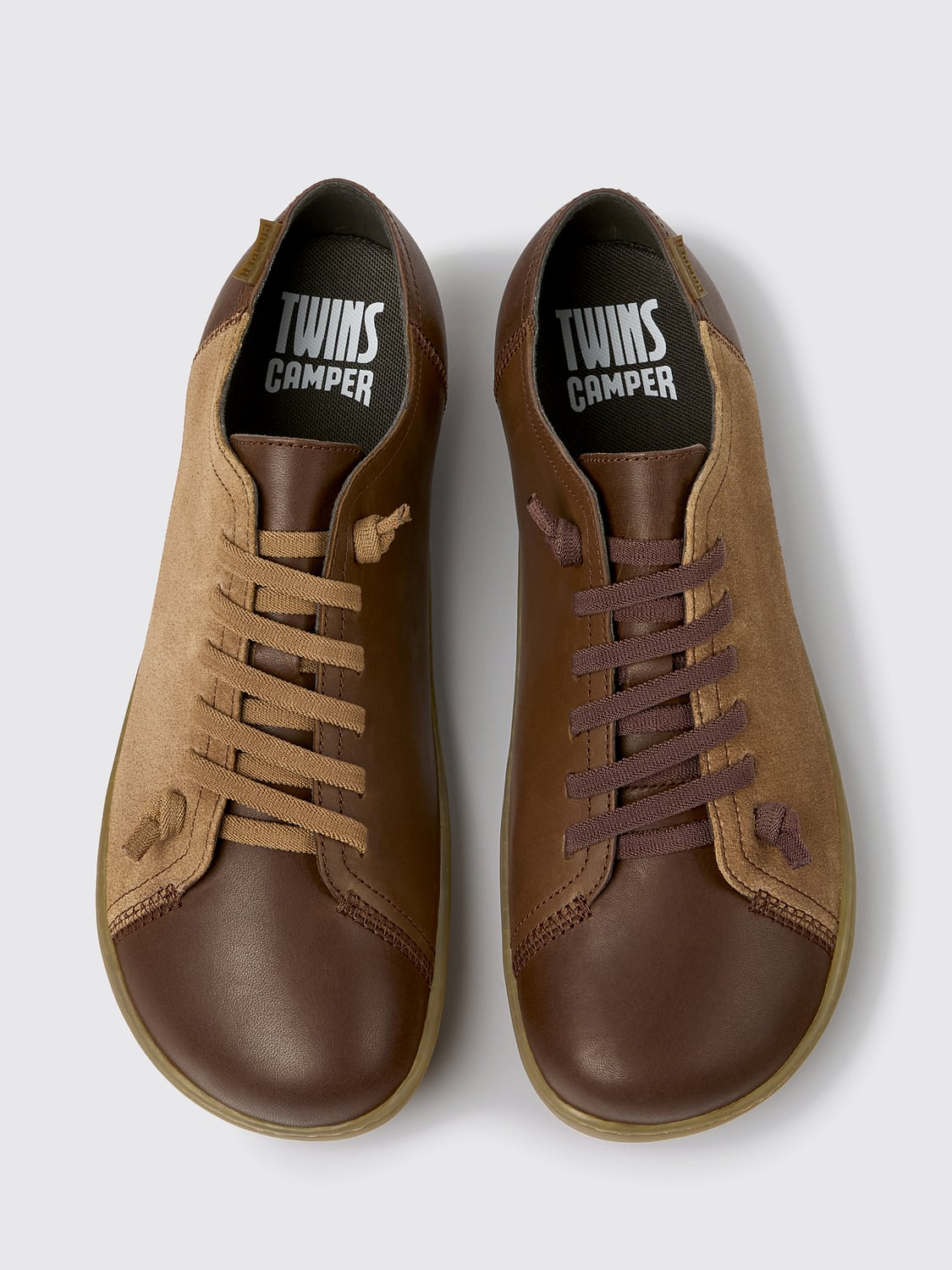 CAMPER SNEAKERS: Camper Twins Bicolour Suede Slip-On Sneakers, Brown - Img 4