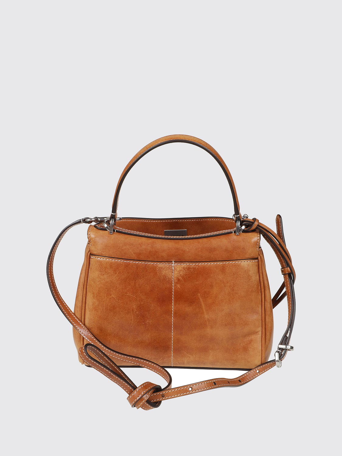 BALENCIAGA BORSA MINI: Mini borsa a mano Rodeo Balenciaga in pelle di agnello effetto usurato, Bruciato - Img 2