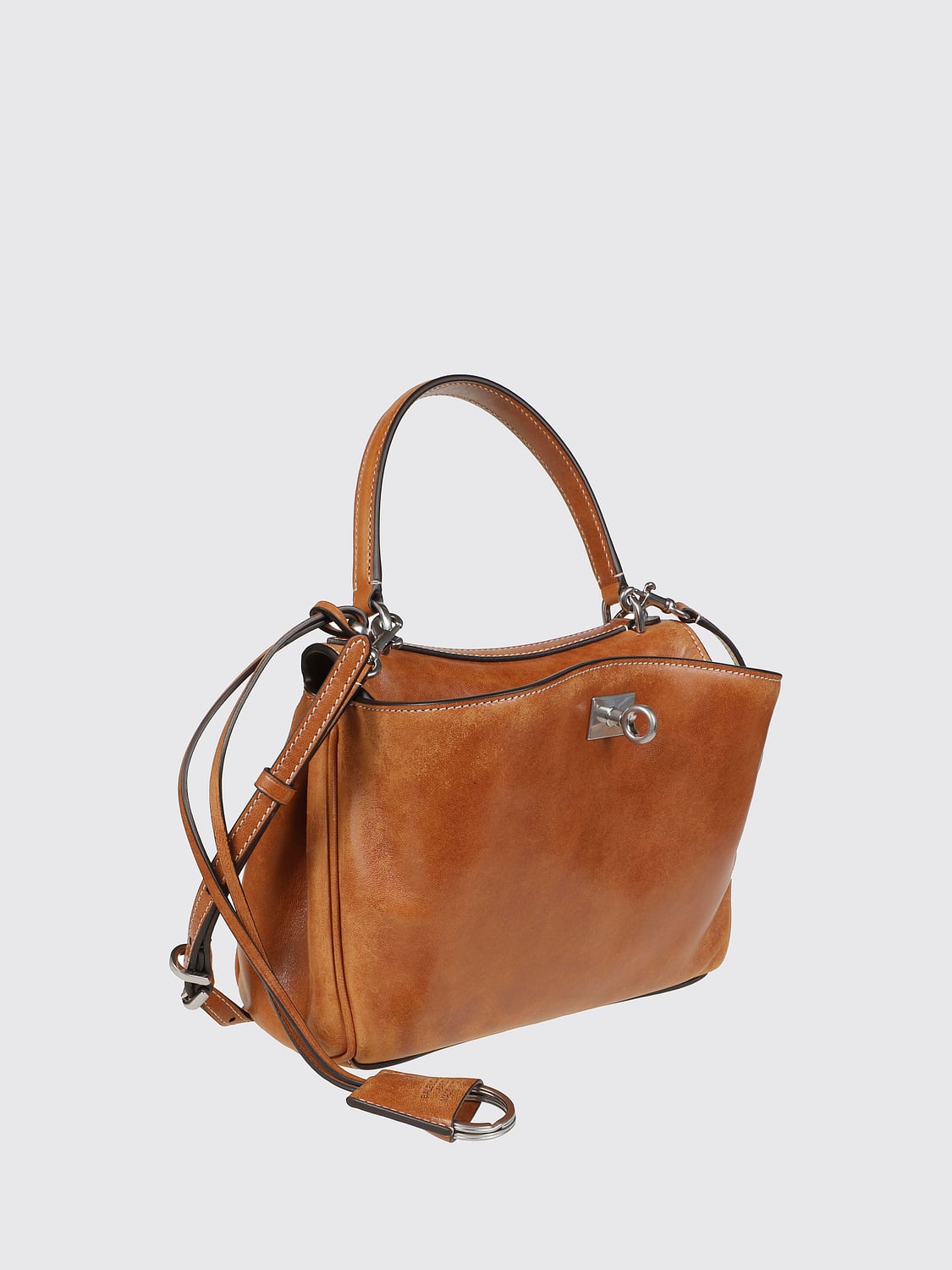 BALENCIAGA BORSA MINI: Mini borsa a mano Rodeo Balenciaga in pelle di agnello effetto usurato, Bruciato - Img 3