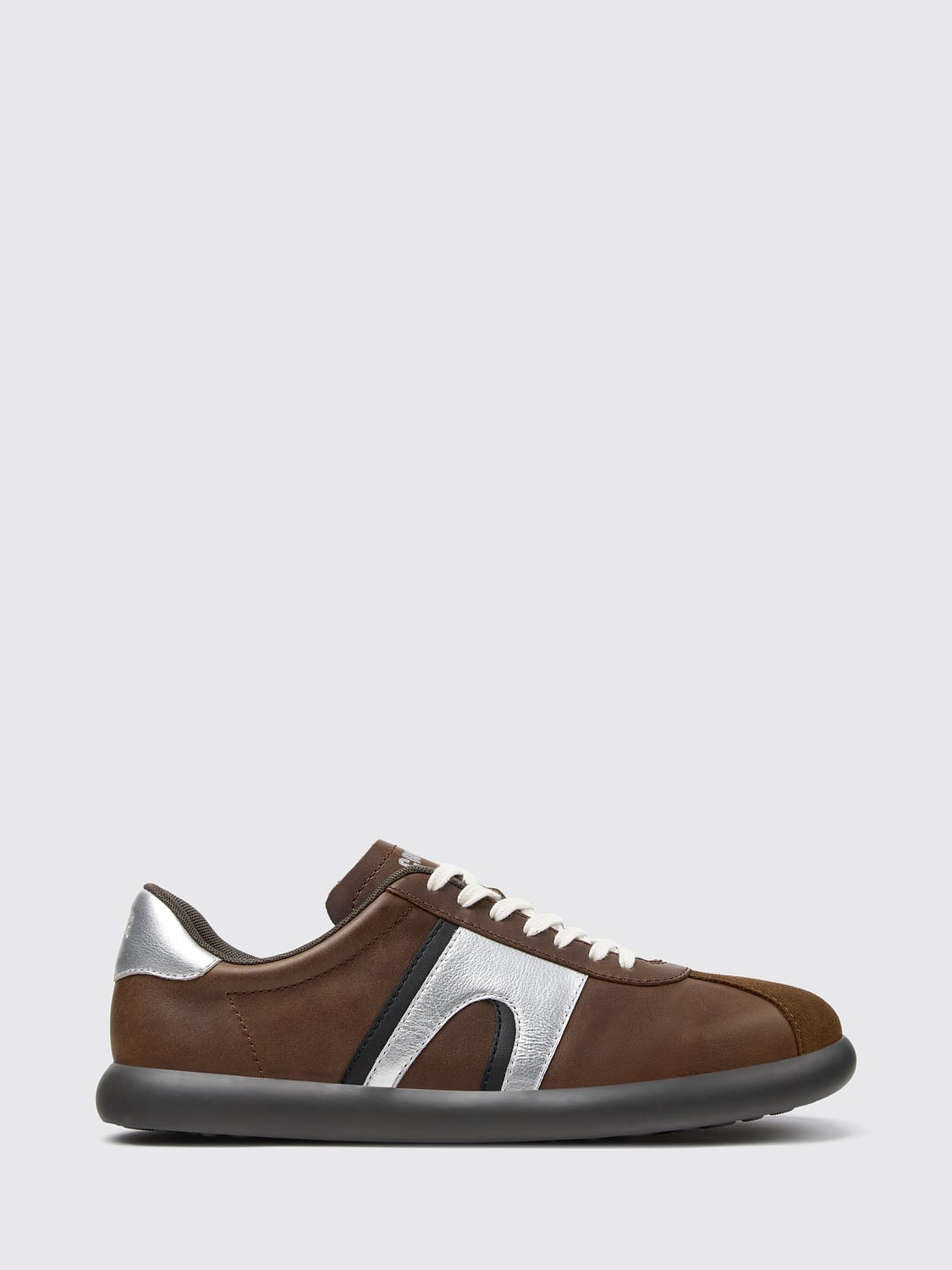 CAMPER SNEAKERS: Camper Pelotas Soller Calfskin Low-Top Sneakers with Contrast Logo, Brown - Img 1