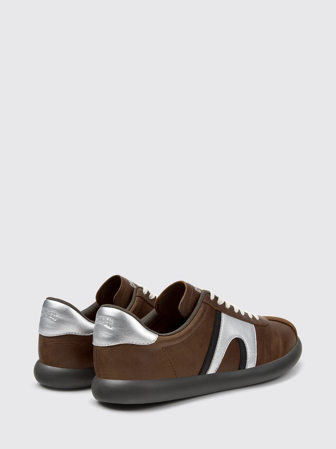 CAMPER SNEAKERS: Camper Pelotas Soller Calfskin Low-Top Sneakers with Contrast Logo, Brown - Img 3