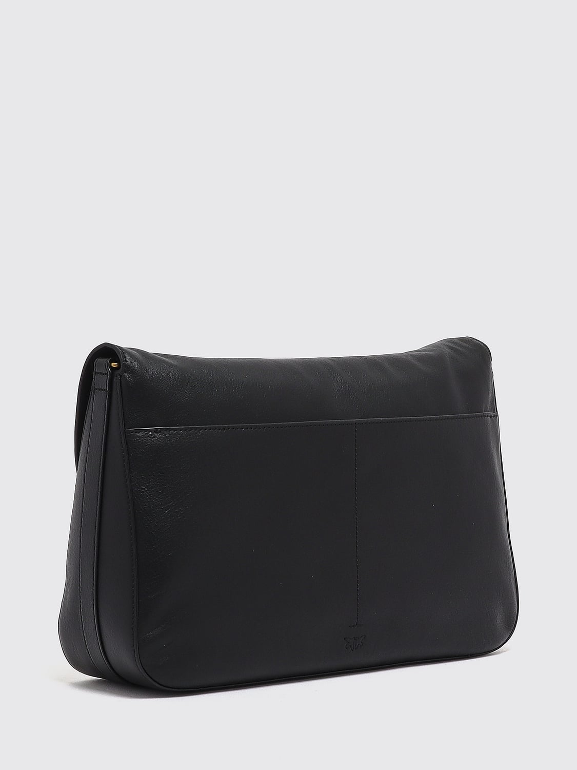 PINKO BORSA A TRACOLLA: Borsa a tracolla Pinko in pelle liscia con logo metallico Love Birds, Nero - Img 2