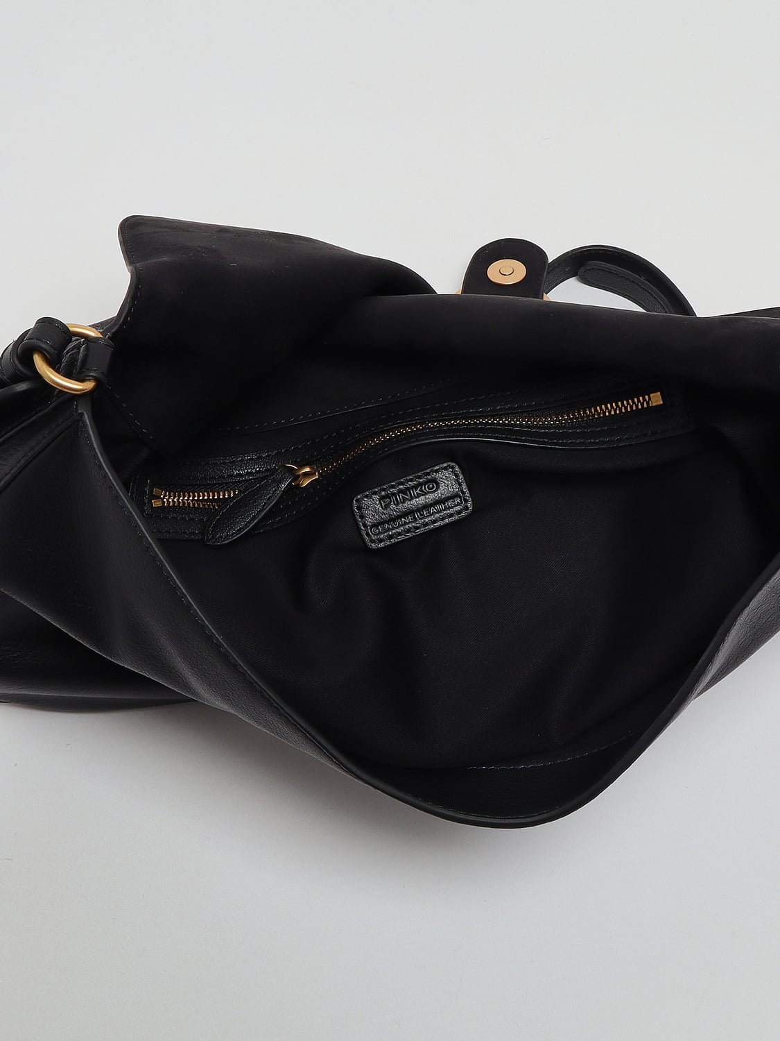 PINKO BORSA A TRACOLLA: Borsa a tracolla Pinko in pelle liscia con logo metallico Love Birds, Nero - Img 4