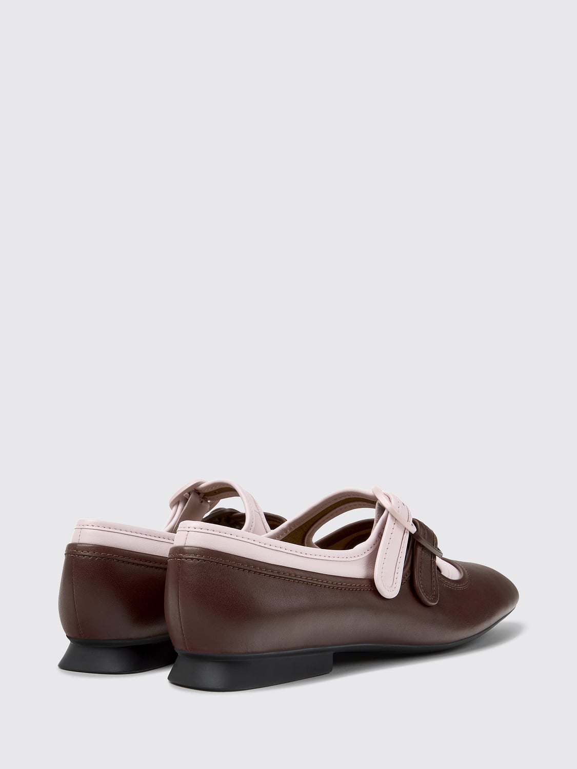 CAMPER バレリーナシューズ: CAMPER Casi Myra バイカラー ダブルストラップ メリージェーン バレエシューズ, ブラウン - Img 3