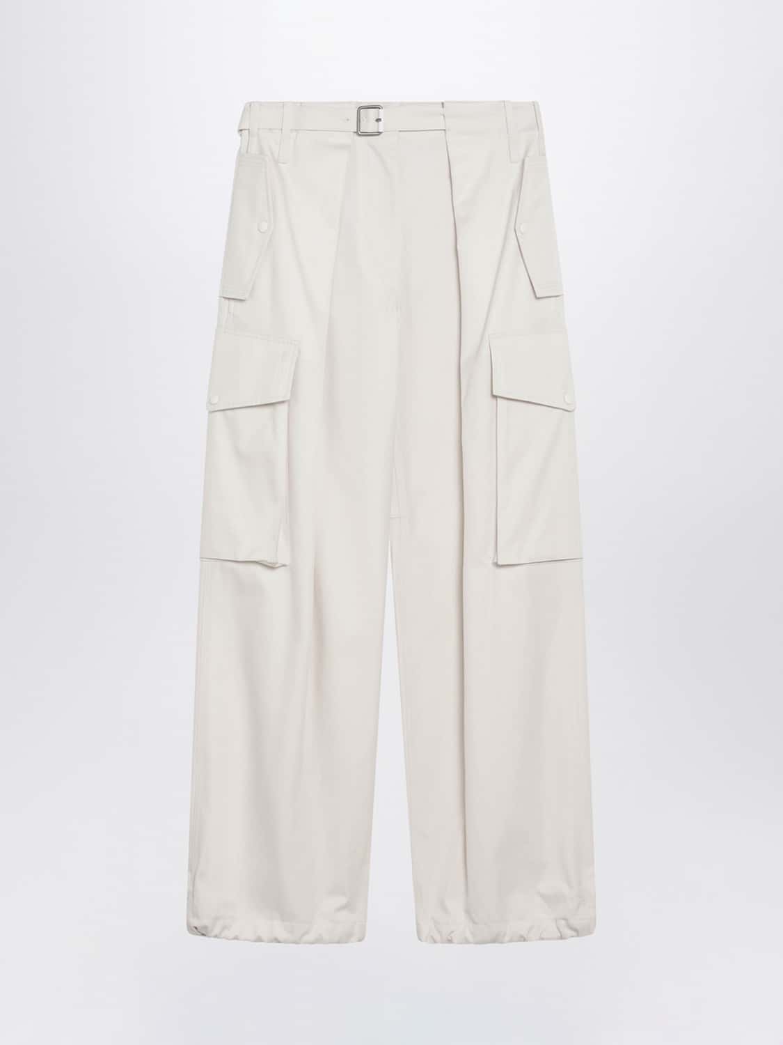 LOEWE HOSE: Weit geschnittene Cargo-Hose Loewe mit hoher Taille aus Baumwolle und Seide, Weiß - Img 2