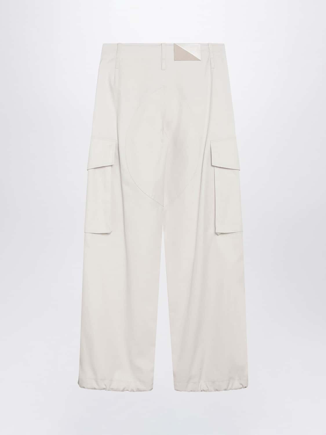 LOEWE HOSE: Weit geschnittene Cargo-Hose Loewe mit hoher Taille aus Baumwolle und Seide, Weiß - Img 3