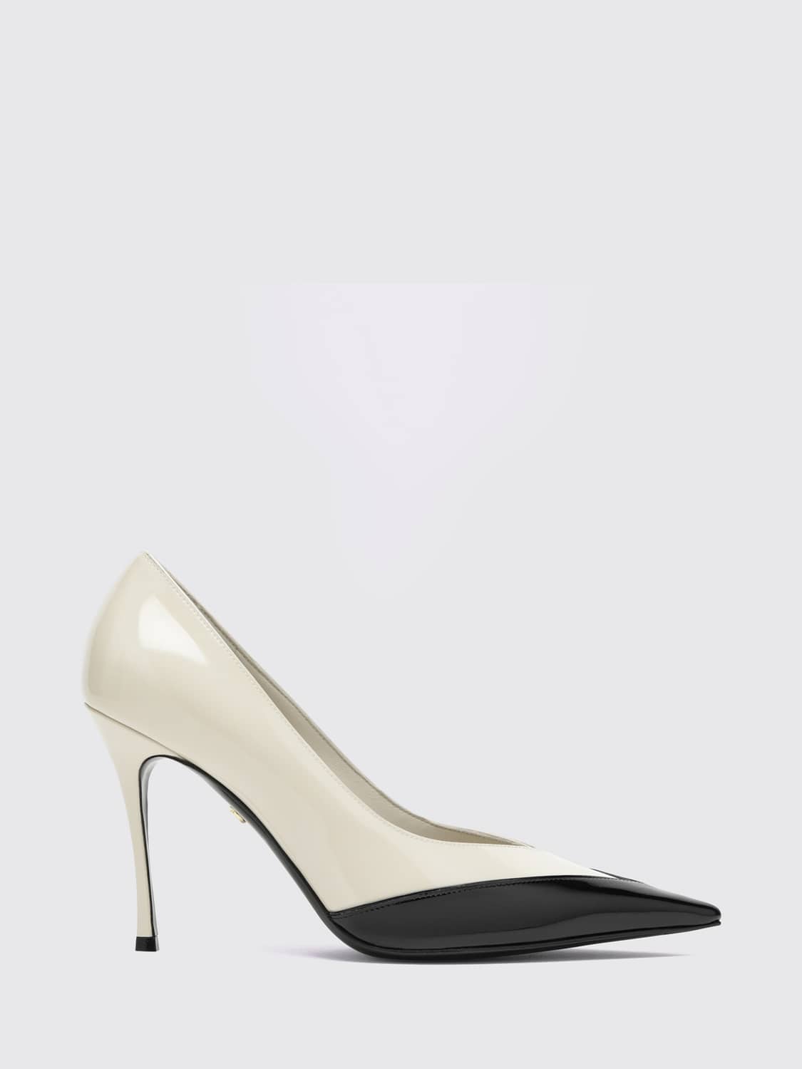 FERRAGAMO PUMPS: Zweifarbige spitze Pumps Ferragamo aus Lackleder mit Stiletto-Absatz, Weiß - Img 1