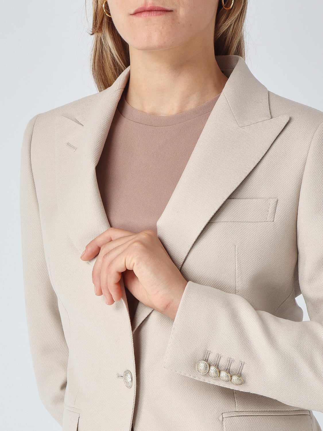 TAGLIATORE GIACCA: Blazer monopetto slim fit Tagliatore in pura lana vergine con rever a lancia, Ecru - Img 4