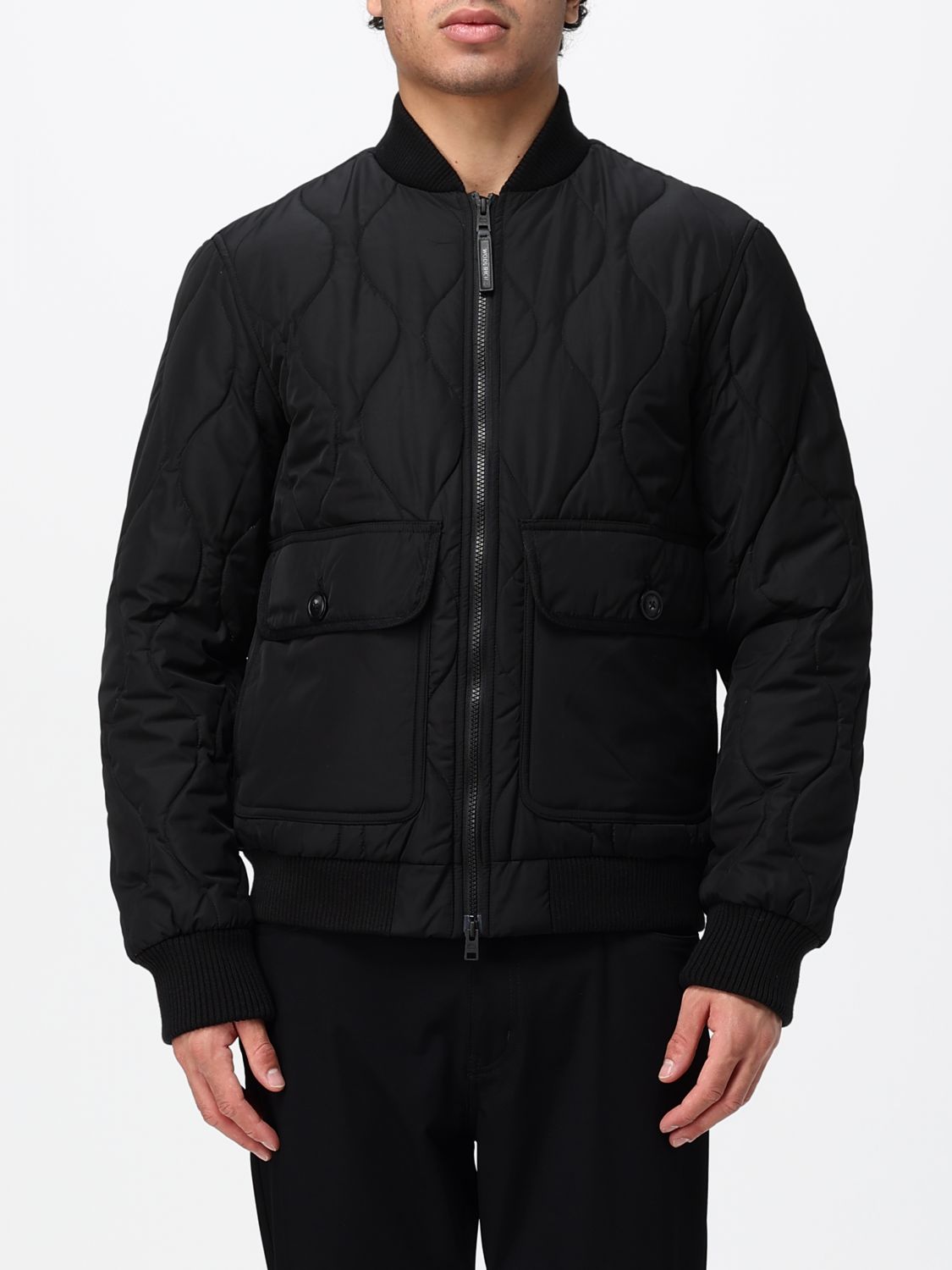 WOOLRICH JACKET: Woolrich Padded and Quilted Polyester Bomber Jacket with Contrast Logo, Black - Img 1