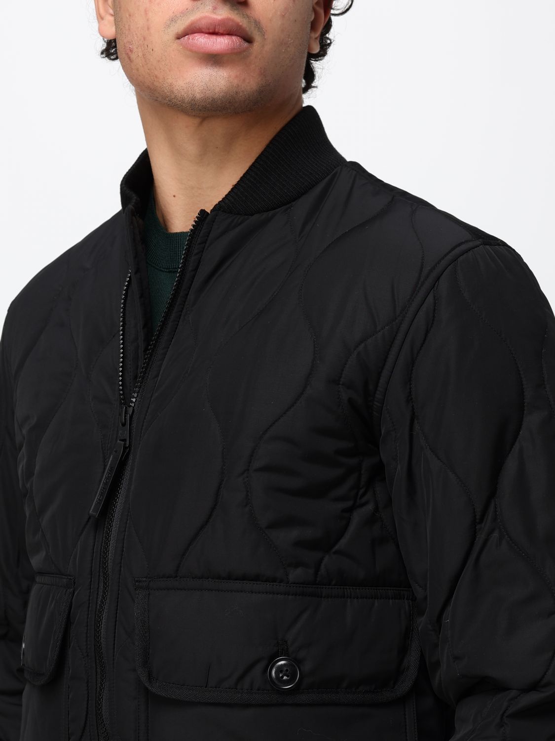 WOOLRICH JACKET: Woolrich Padded and Quilted Polyester Bomber Jacket with Contrast Logo, Black - Img 4