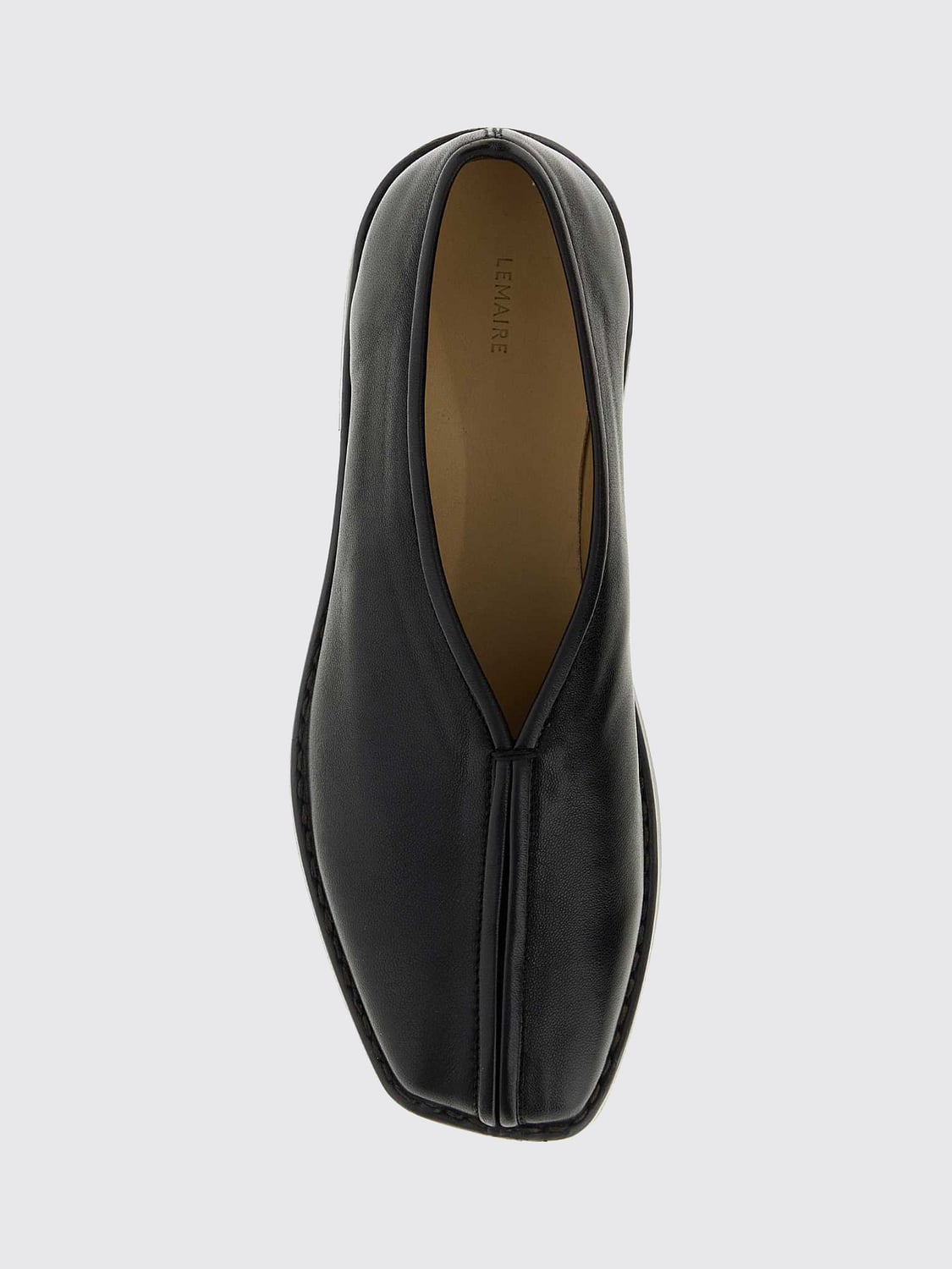 LEMAIRE BALLERINAS: Ballerinas Lemaire aus Glattleder mit asymmetrischer Spitze und Ledersohle, Schwarz - Img 3