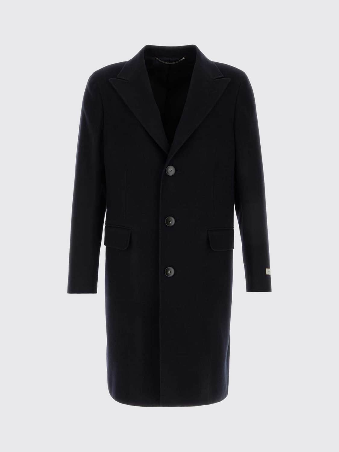 CANALI COAT: Single-Breasted Long Wool Coat Canali with Classic Lapels, Blue - Img 2