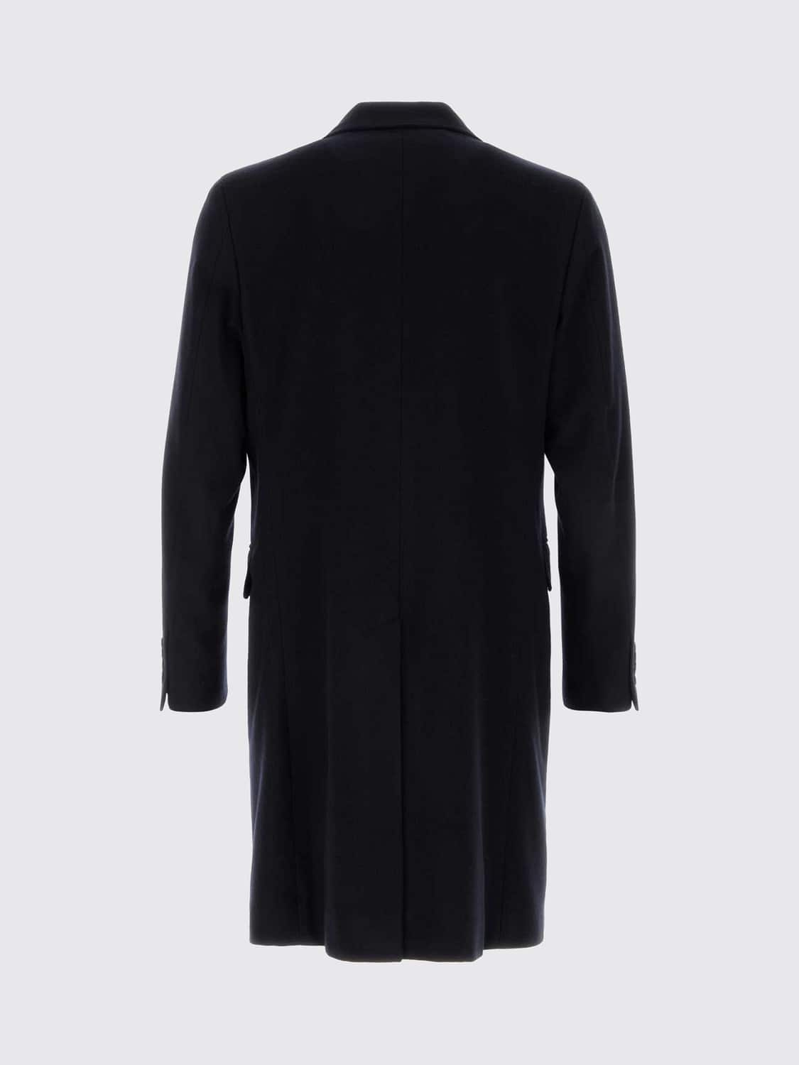 CANALI COAT: Single-Breasted Long Wool Coat Canali with Classic Lapels, Blue - Img 3