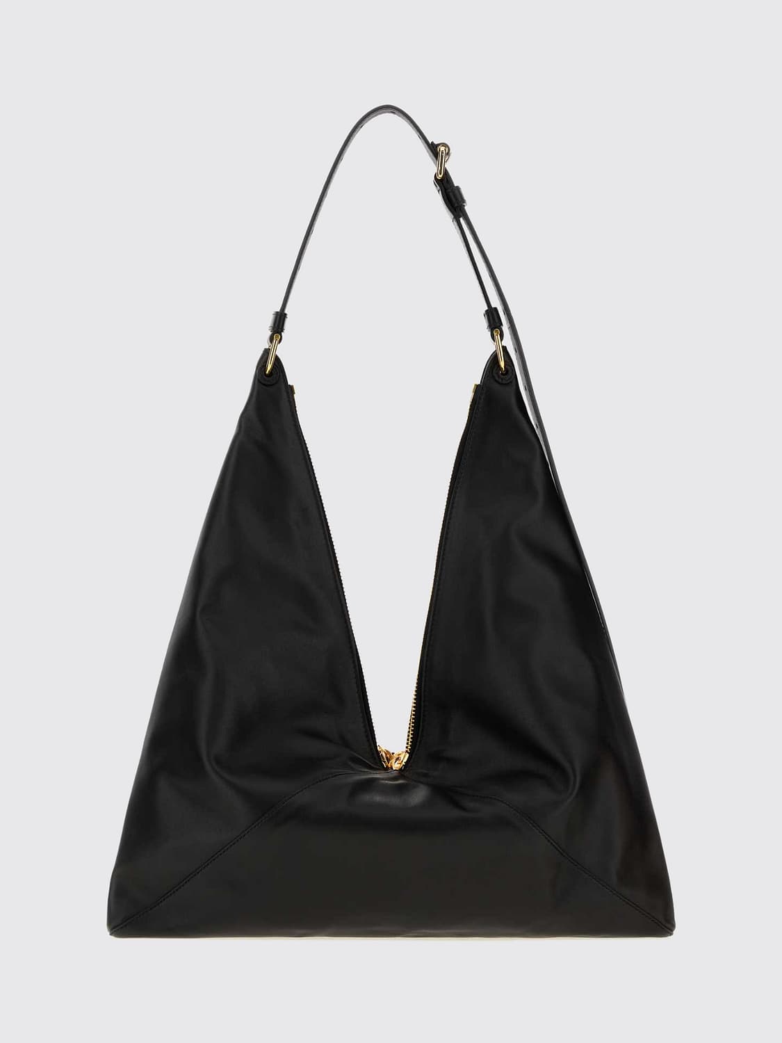 MOSCHINO COUTURE BORSA A SPALLA: Borsa a spalla Moschino Couture in pelle liscia con forma svasata e doppia zip, Nero - Img 2