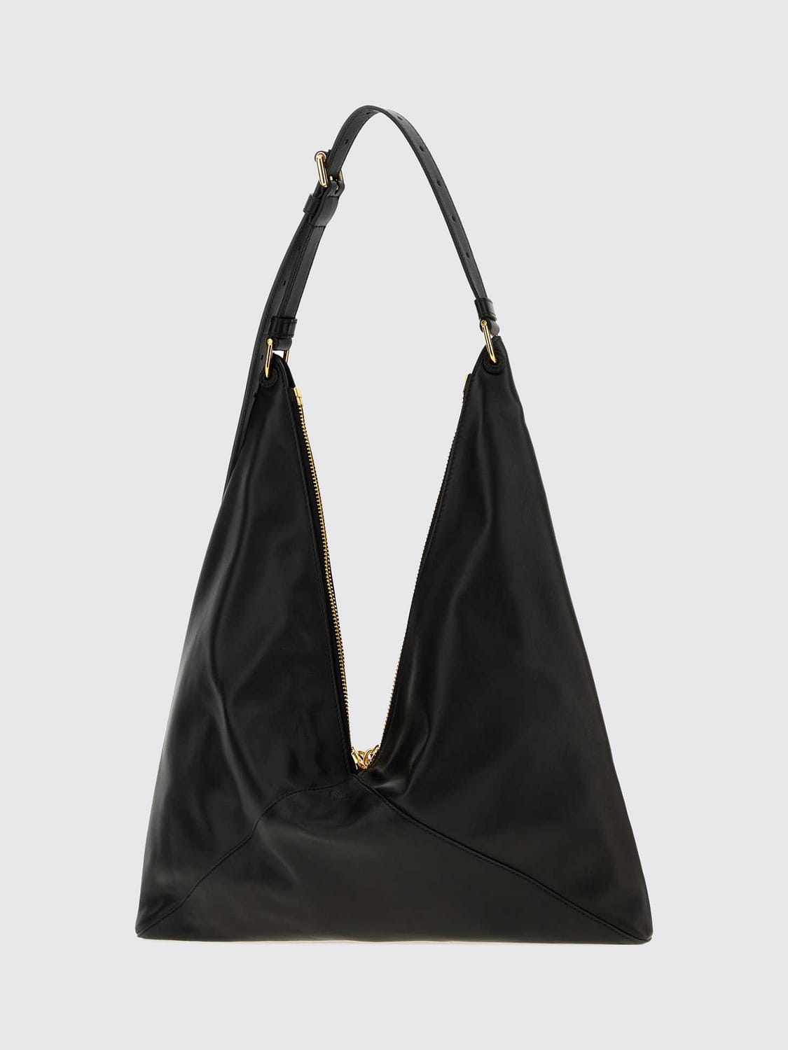 MOSCHINO COUTURE BORSA A SPALLA: Borsa a spalla Moschino Couture in pelle liscia con forma svasata e doppia zip, Nero - Img 3