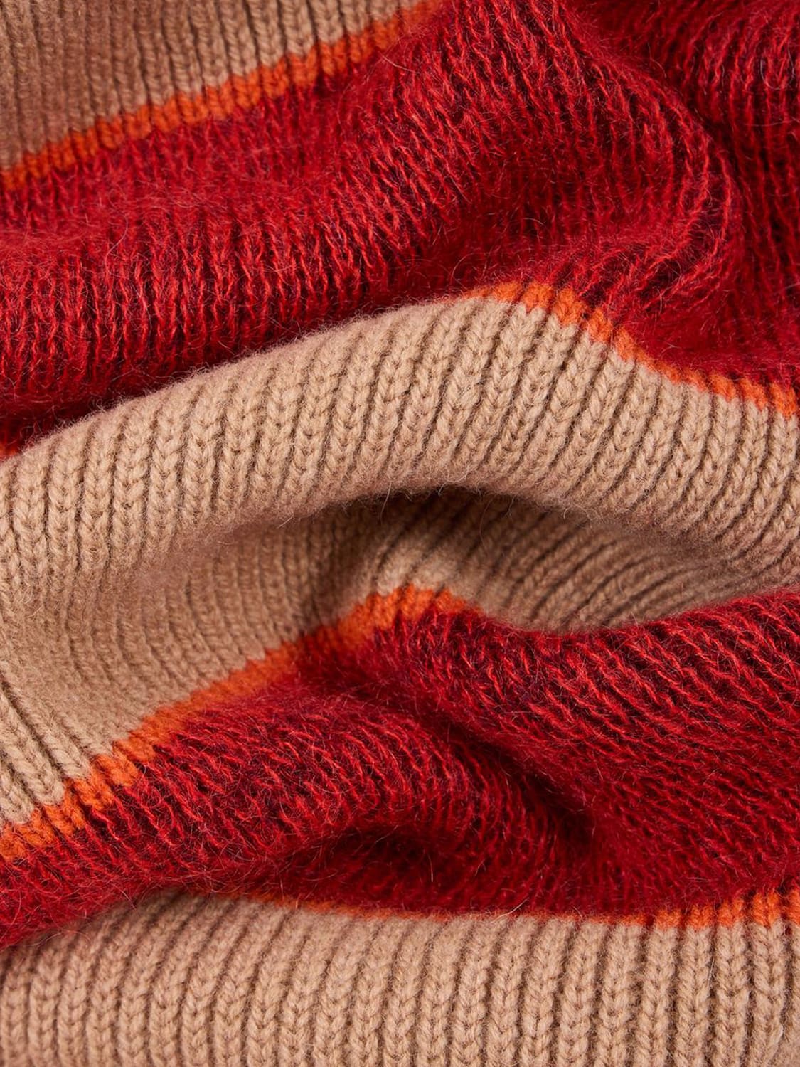PAUL SMITH ÉCHARPE: Écharpe à rayures Paul Smith en mélange de mohair et de laine avec logo appliqué, Chameau - Img 3