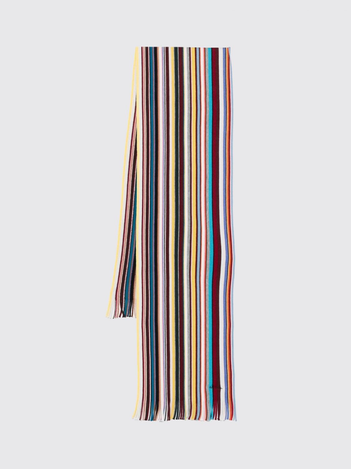 PAUL SMITH ÉCHARPE: Écharpe Paul Smith à rayures multicolores en pure laine mérinos avec franges, Multicolore - Img 1