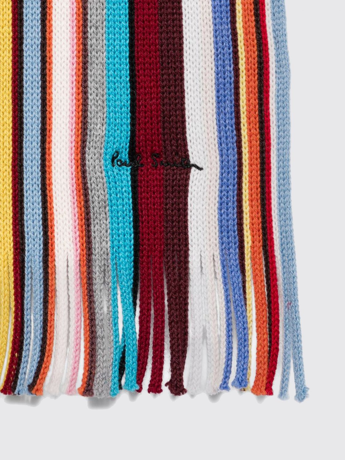 PAUL SMITH ÉCHARPE: Écharpe Paul Smith à rayures multicolores en pure laine mérinos avec franges, Multicolore - Img 3
