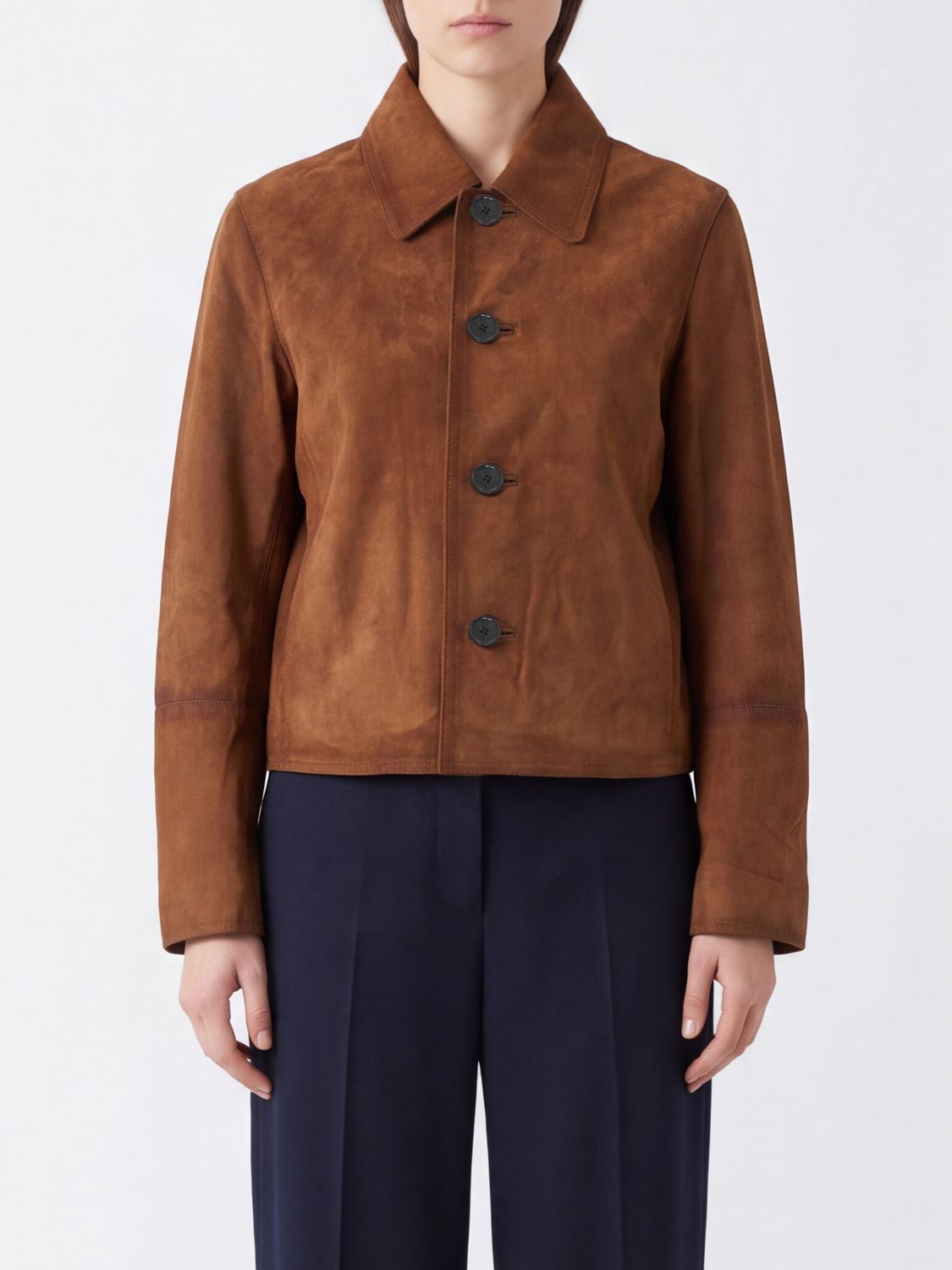 ZADIG & VOLTAIRE JACKE: Lessa Hemdjacke aus Veloursleder von Zadig & Voltaire mit klassischem Kragen, Braun - Img 1
