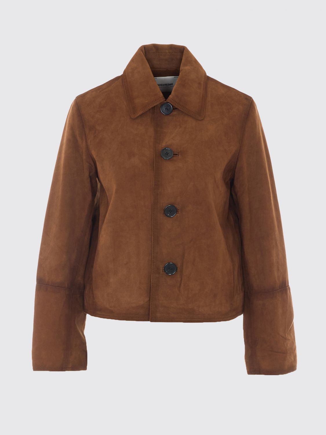 ZADIG & VOLTAIRE JACKE: Lessa Hemdjacke aus Veloursleder von Zadig & Voltaire mit klassischem Kragen, Braun - Img 2