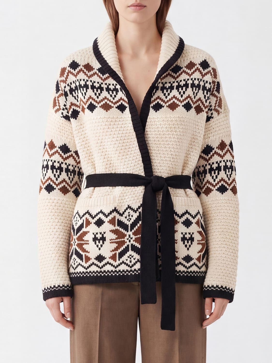 ZADIG & VOLTAIRE PULLOVER: Robe-Cardigan Zadig & Voltaire aus Wolle und Kaschmir mit Jacquard-Muster, Weiß - Img 1