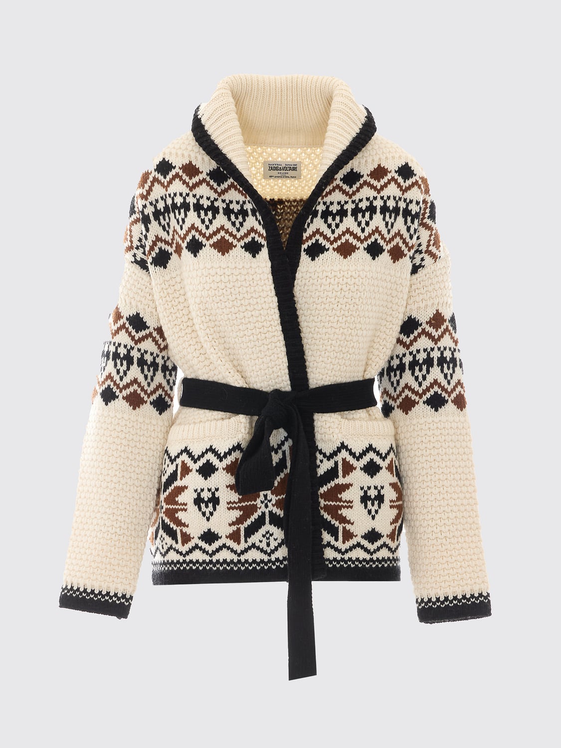 ZADIG & VOLTAIRE PULLOVER: Robe-Cardigan Zadig & Voltaire aus Wolle und Kaschmir mit Jacquard-Muster, Weiß - Img 2