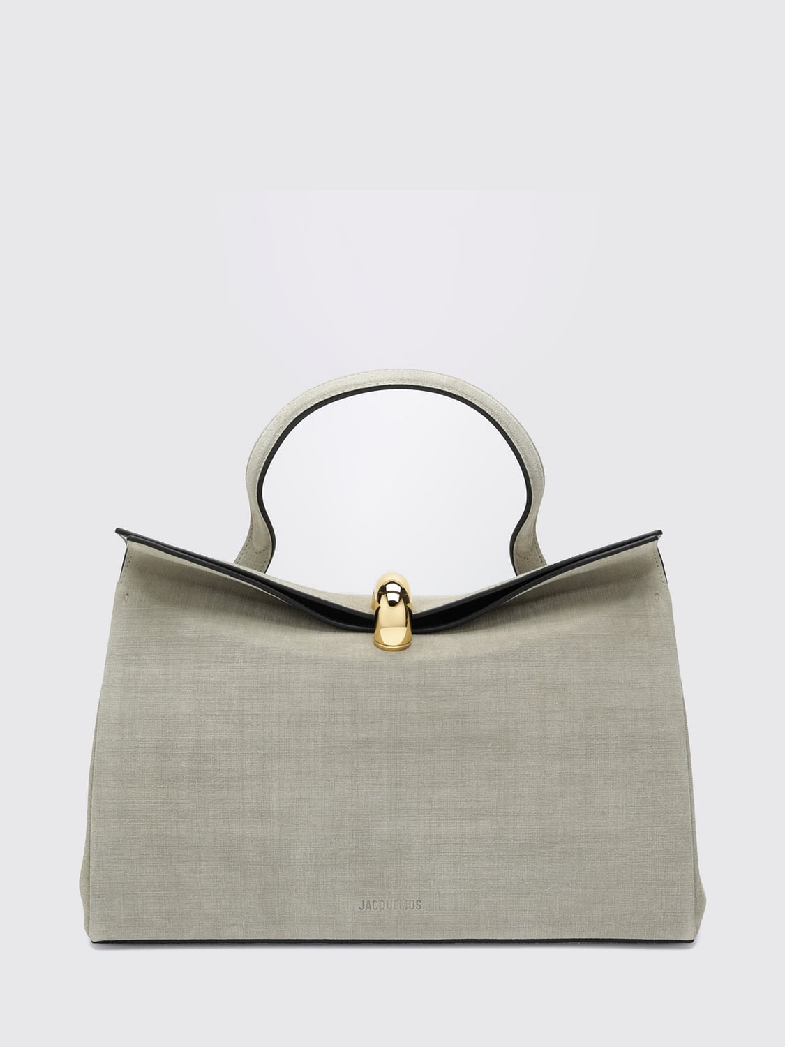 JACQUEMUS BORSA A MANO: Borsa a mano Valérie Jacquemus in pelle di agnello goffrata con tracolla, Grigio - Img 1