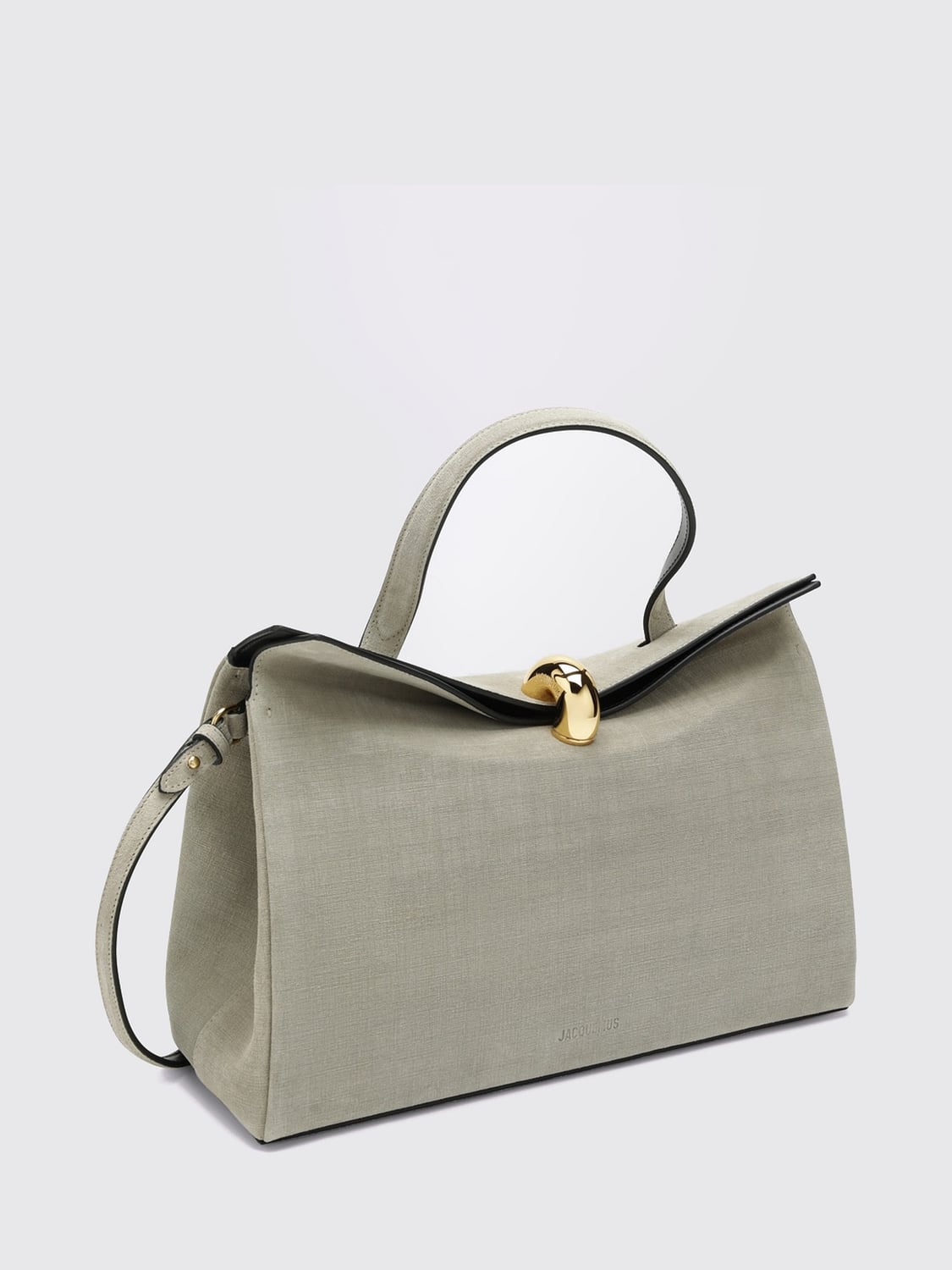 JACQUEMUS BORSA A MANO: Borsa a mano Valérie Jacquemus in pelle di agnello goffrata con tracolla, Grigio - Img 3