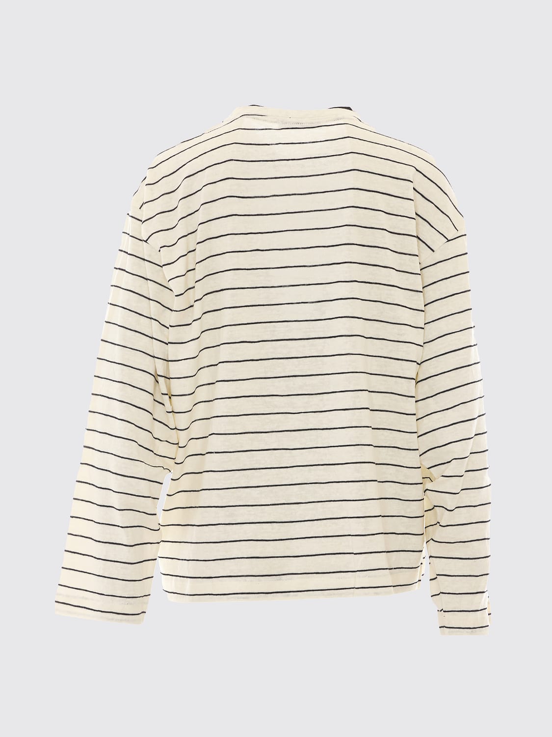 ELEH T-SHIRTS: T-shirt a maniche lunghe Eleh a righe in misto cotone con scollo a girocollo, Bianco - Img 3