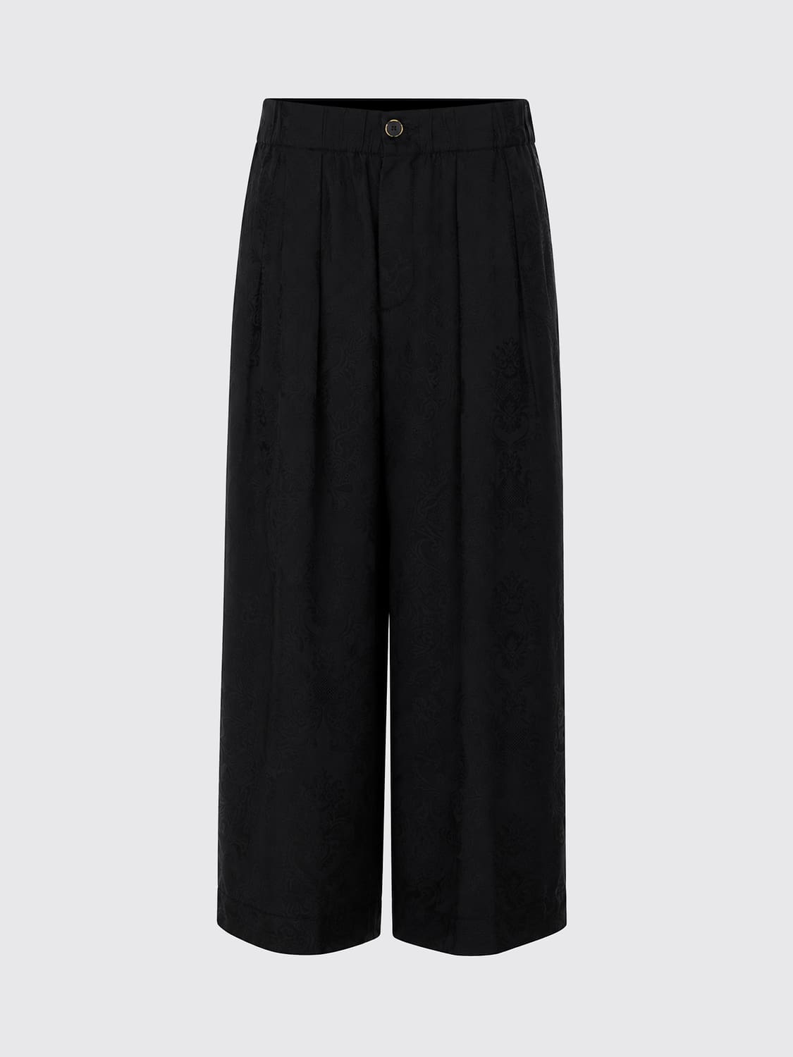 UMA WANG PANTALONES: Pantalones de pierna ancha Uma Wang de viscosa con estampado floral y pinzas, Negro - Img 2