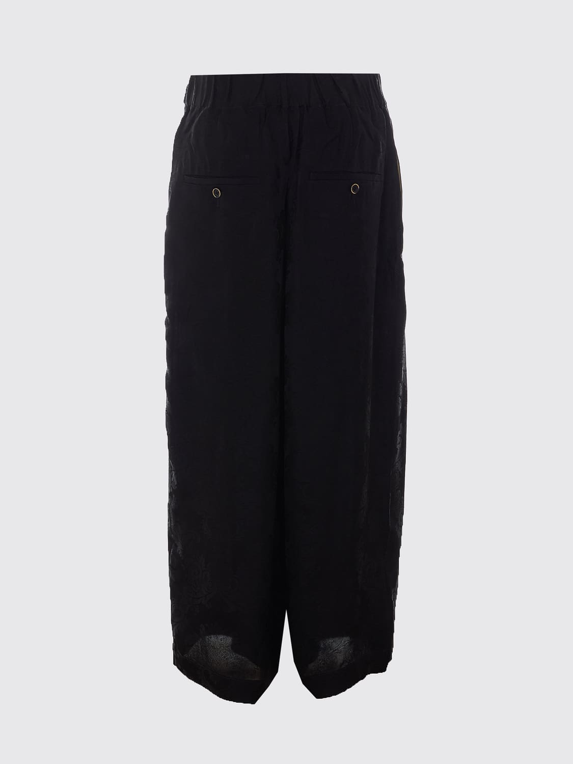 UMA WANG PANTALONES: Pantalones de pierna ancha Uma Wang de viscosa con estampado floral y pinzas, Negro - Img 3