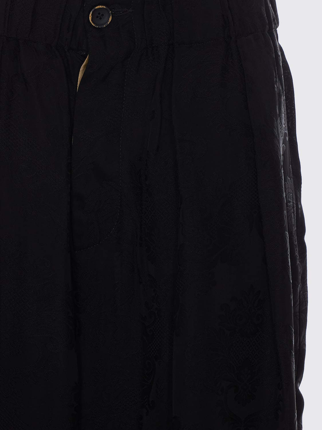 UMA WANG PANTALONES: Pantalones de pierna ancha Uma Wang de viscosa con estampado floral y pinzas, Negro - Img 4