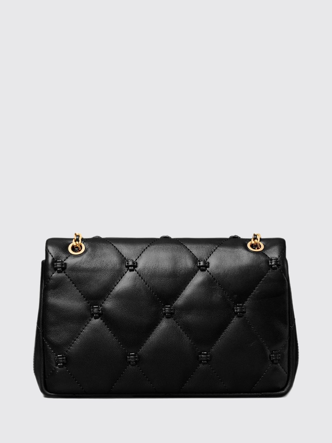 TORY BURCH МИНИ-СУМКА: Стеганая мини-сумка Bunny Knot Tory Burch из шагреневой телячьей кожи, Черный - Img 3