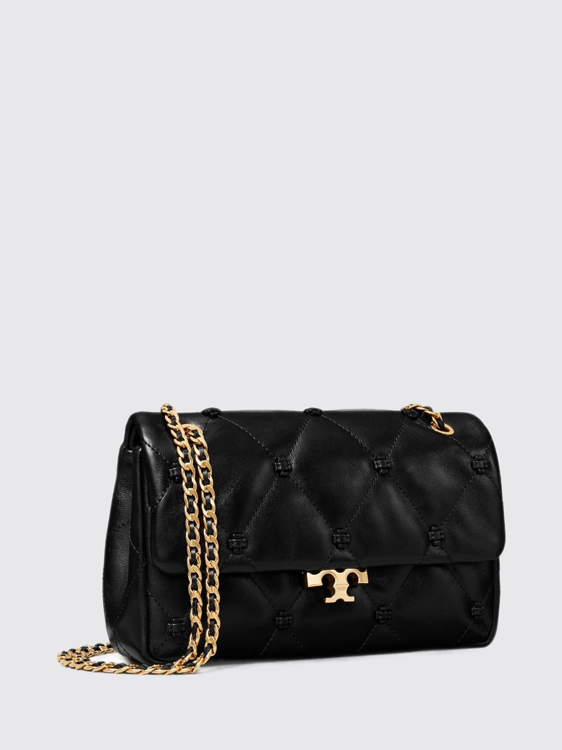 TORY BURCH МИНИ-СУМКА: Стеганая мини-сумка Bunny Knot Tory Burch из шагреневой телячьей кожи, Черный - Img 4