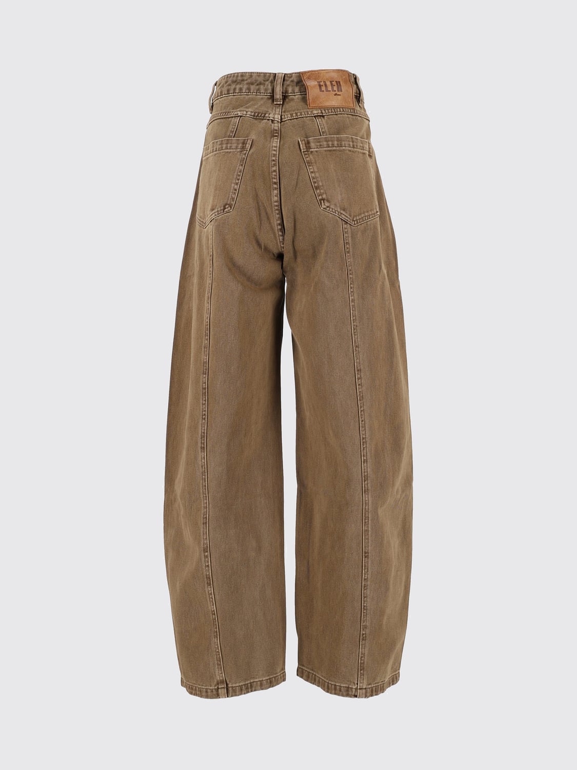 ELEH JEANS: Jeans baggy Eleh in denim di cotone a vita alta e gamba larga, Marrone - Img 3