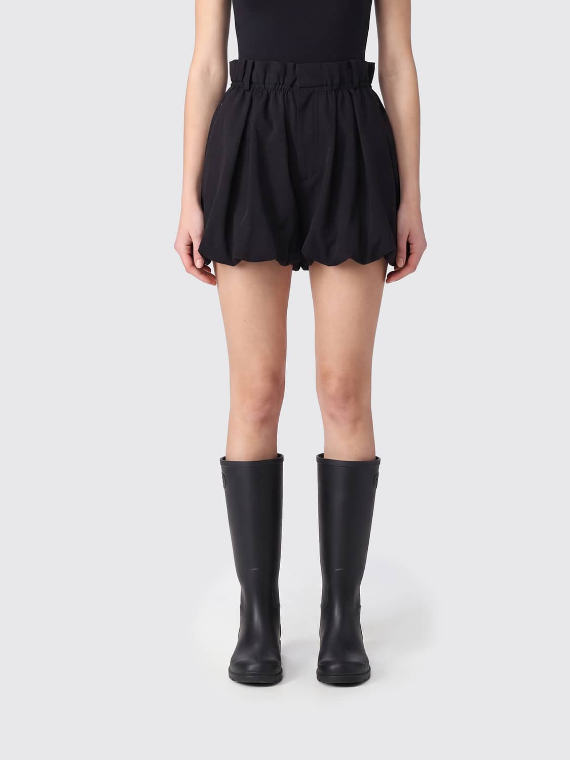 ELEH ROCK: Ausgestellter Minirock mit hohem Bund von Eleh aus Polyester-Crêpe, Schwarz - Img 1