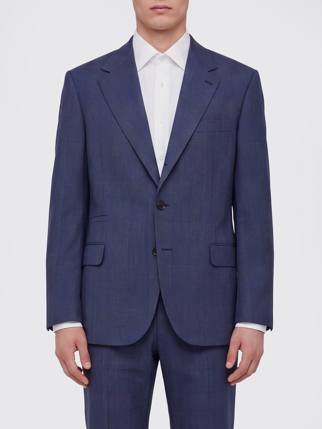 BRUNELLO CUCINELLI JACKET: Single-Breasted Two-Button Blazer Brunello Cucinelli with Peak Lapels, Blue - Img 1