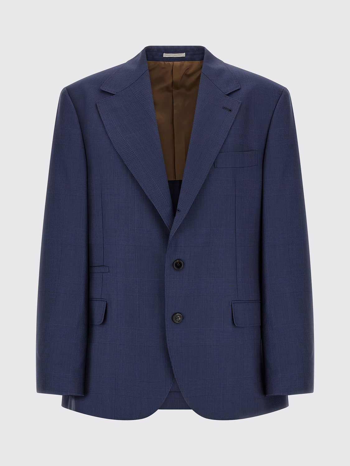 BRUNELLO CUCINELLI JACKET: Single-Breasted Two-Button Blazer Brunello Cucinelli with Peak Lapels, Blue - Img 2