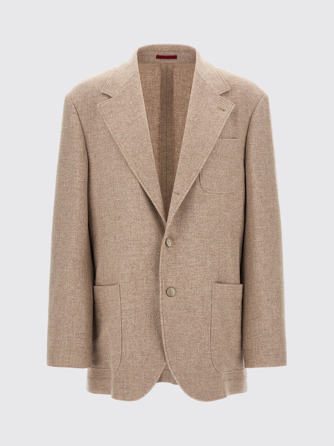 BRUNELLO CUCINELLI JACKET: Single-Breasted Wool and Mohair Blazer Brunello Cucinelli with Patch Pockets, Beige - Img 2