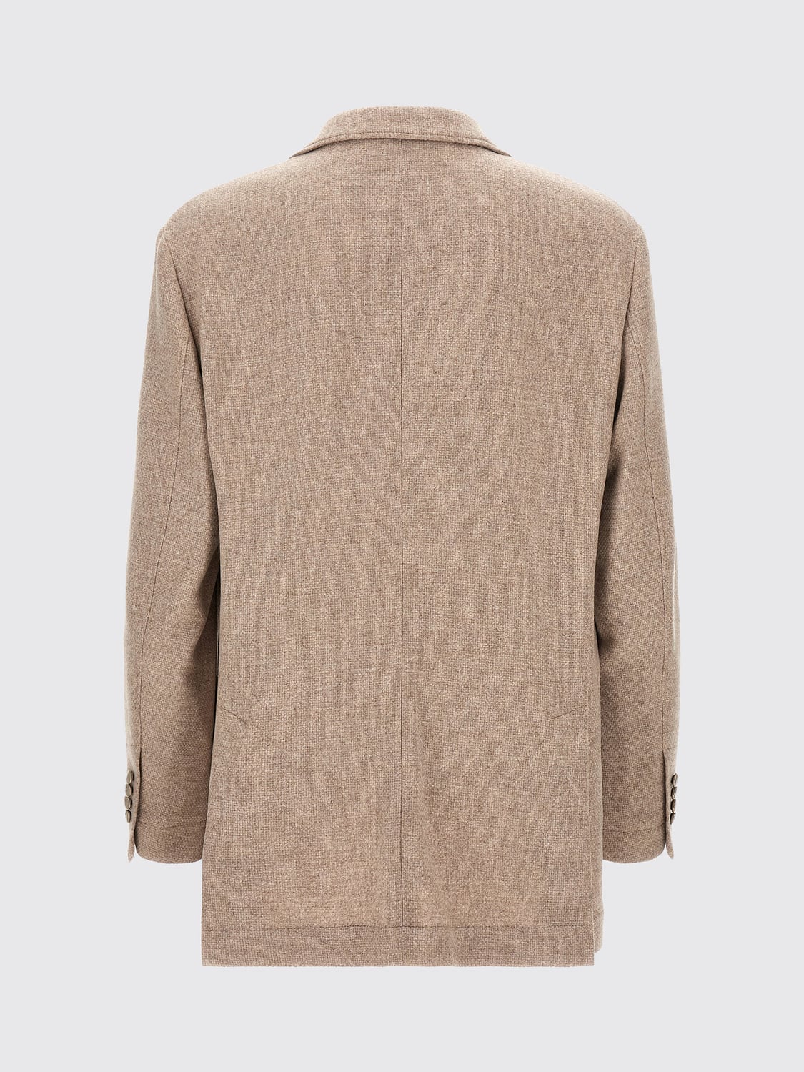 BRUNELLO CUCINELLI JACKET: Single-Breasted Wool and Mohair Blazer Brunello Cucinelli with Patch Pockets, Beige - Img 3