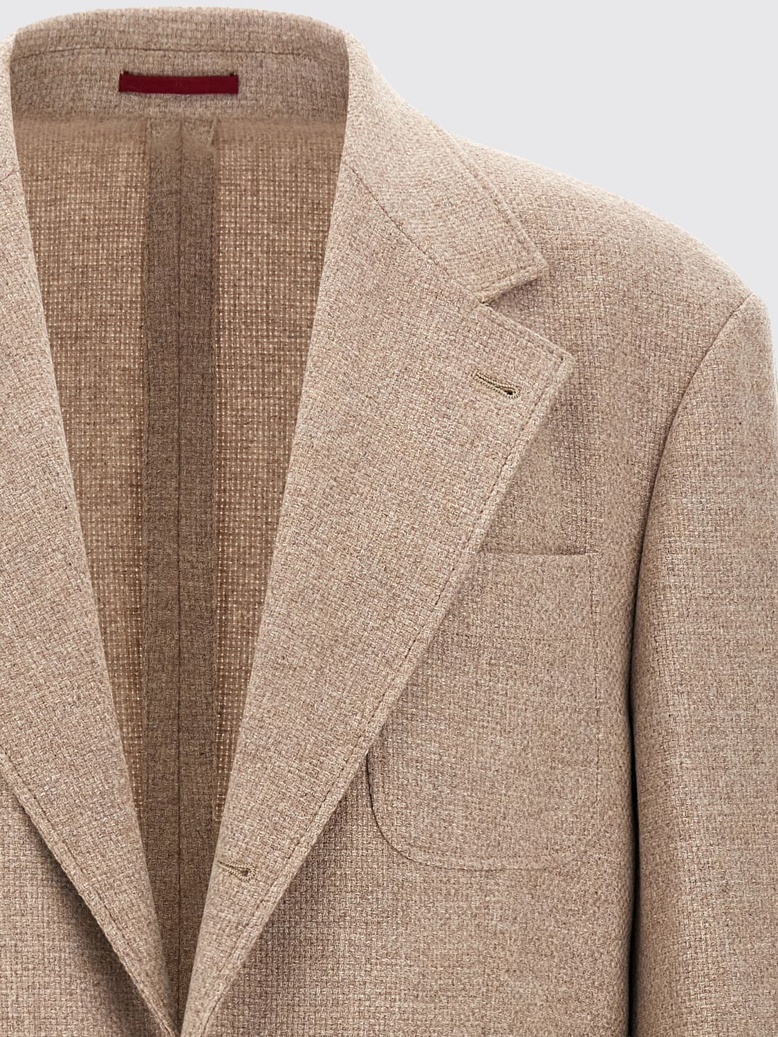 BRUNELLO CUCINELLI JACKET: Single-Breasted Wool and Mohair Blazer Brunello Cucinelli with Patch Pockets, Beige - Img 4