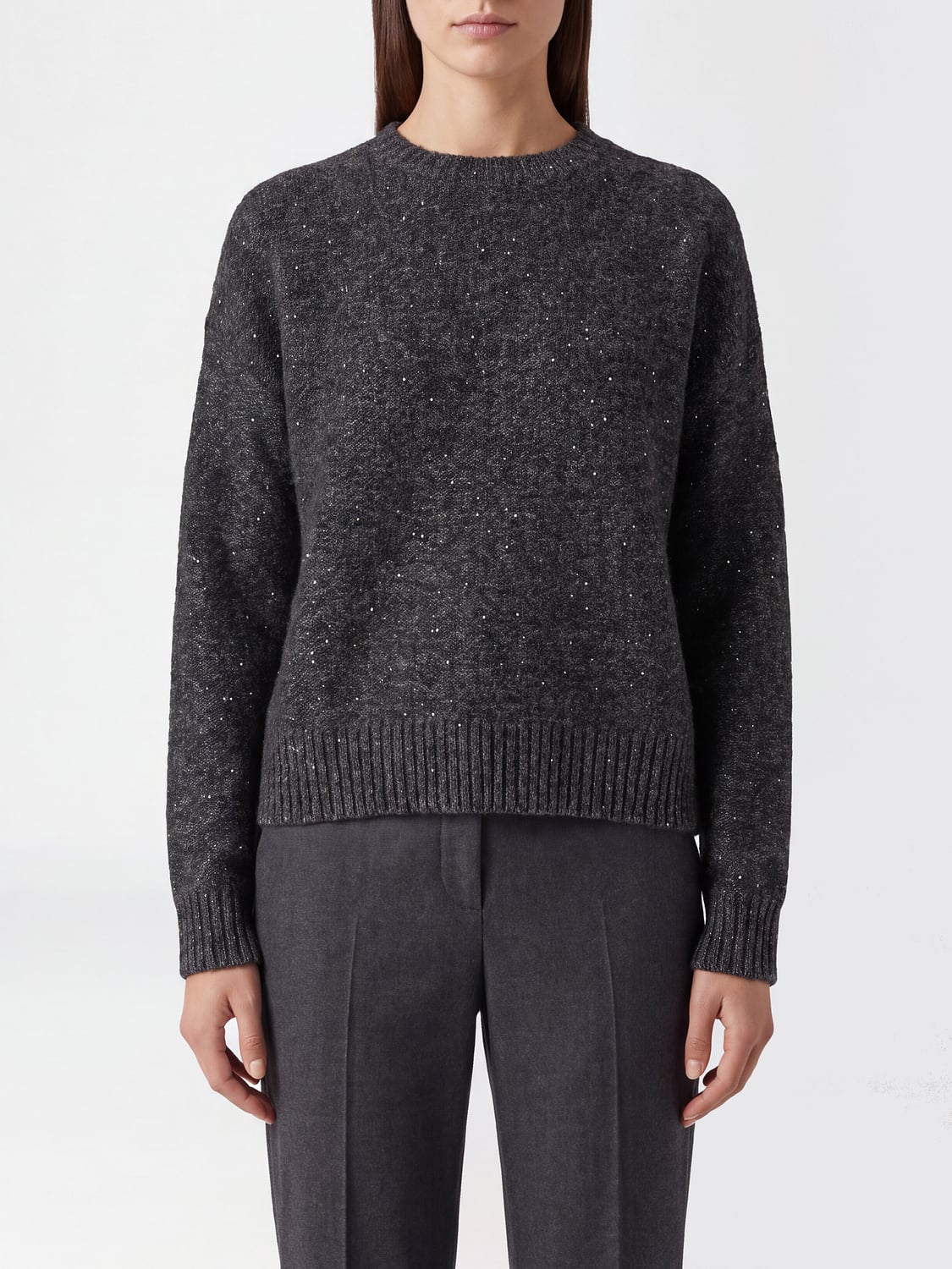 ELEH PULLOVER: Rundhalspullover von Eleh aus Woll-Kaschmir-Mischung mit Glitzergarn, Schwarz - Img 1